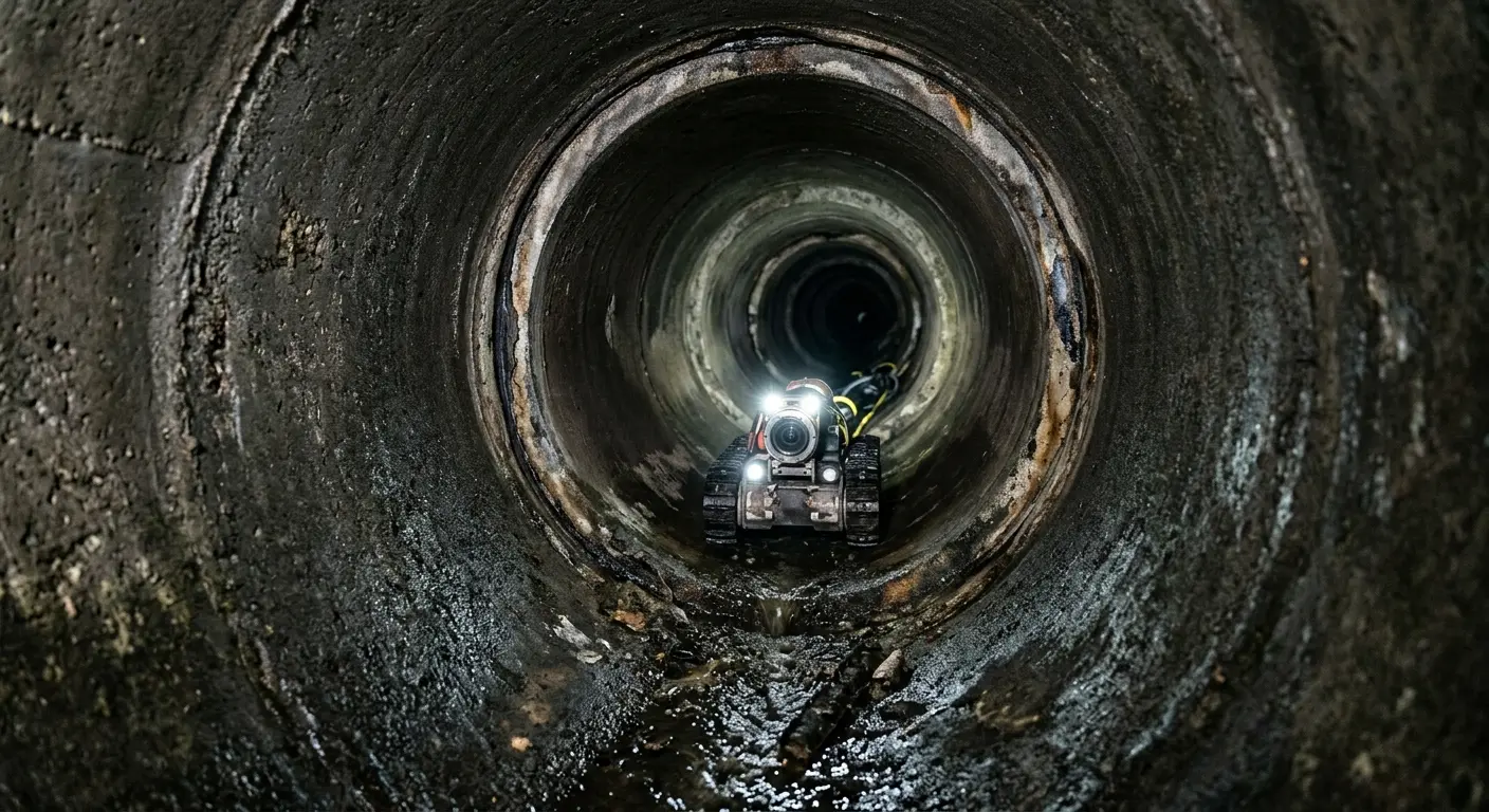 Robotic sewer camera inspecting pipe interior for Drain Snake Service in Frankfort